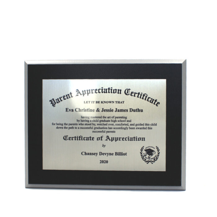 Parent Appreciation Plaque