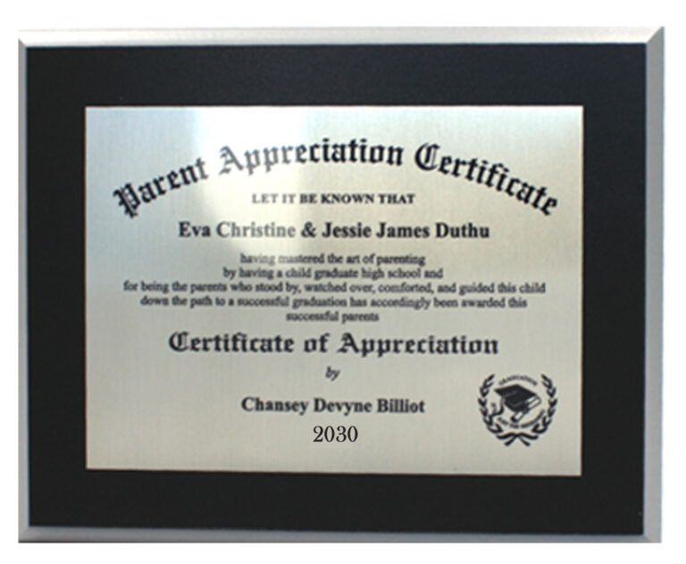 Parent Appreciation Plaque